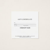 Certificat cadeau d'entreprise simple et moderne (Dos)