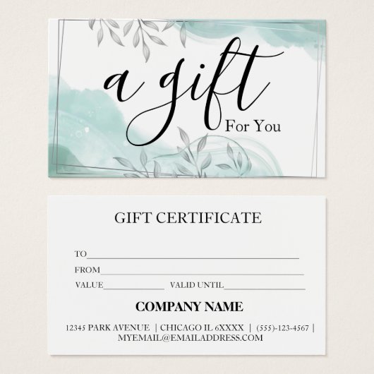 Certificat cadeau d'entreprise simple et moderne (Devant & derrière)