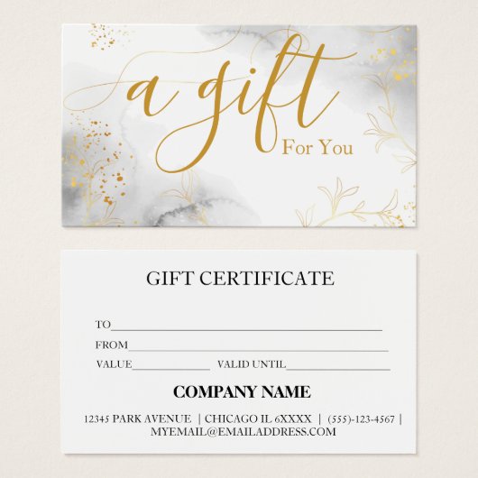 Certificat cadeau d'entreprise simple et moderne (Devant & derrière)