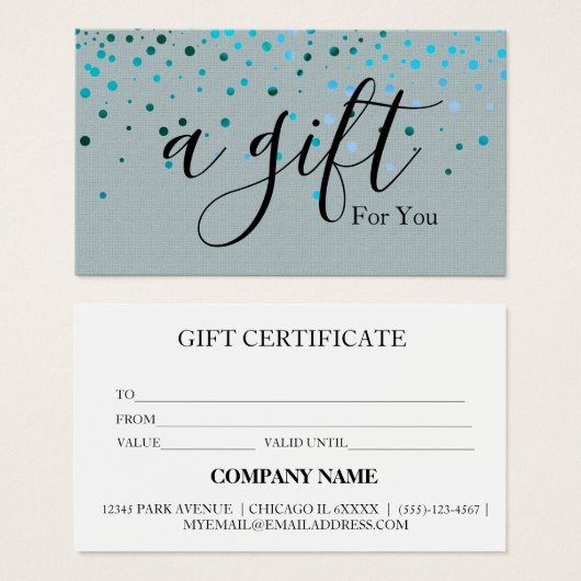 Certificat cadeau d'entreprise simple et moderne (Devant & derrière)