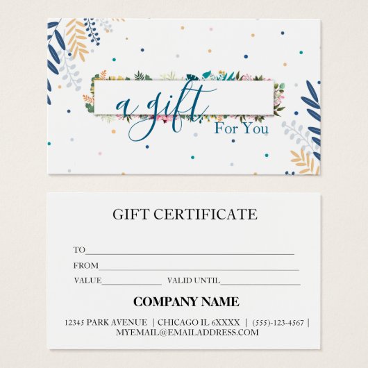 Certificat-cadeau d'entreprise simple et moderne (Devant & derrière)