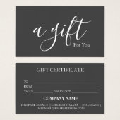 Certificat cadeau d'entreprise simple et moderne (Devant & derrière)