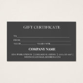 Certificat cadeau d'entreprise simple et moderne (Dos)