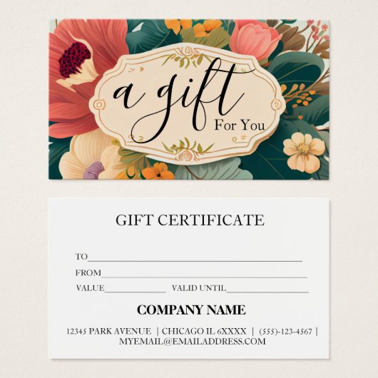 Certificat-cadeau d'entreprise simple et moderne (Devant & derrière)