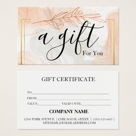 Certificat cadeau d'entreprise simple et moderne (Devant & derrière)