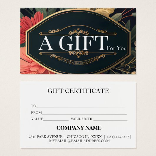 Certificat-cadeau d'entreprise simple et moderne (Devant & derrière)