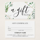 Certificat cadeau d'entreprise simple et moderne (Devant & derrière)