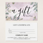 Certificat-cadeau d'entreprise simple et moderne (Devant & derrière)