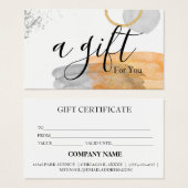 Certificat cadeau d'entreprise simple et moderne (Devant & derrière)