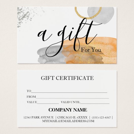 Certificat cadeau d'entreprise simple et moderne (Devant & derrière)