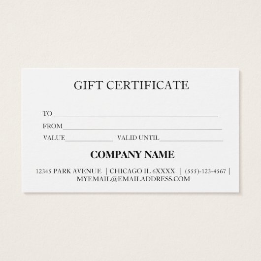 Certificat cadeau d'entreprise simple et moderne (Dos)