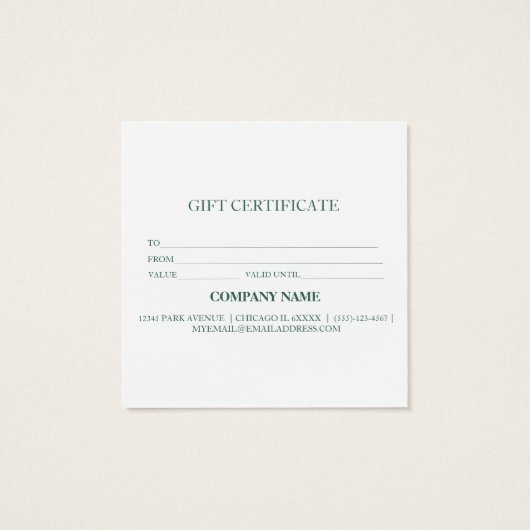 Certificat cadeau d'entreprise simple et moderne (Dos)