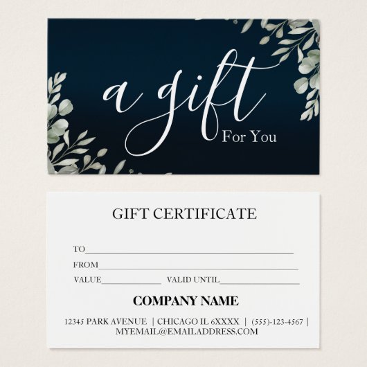 Certificat cadeau d'entreprise simple et moderne (Devant & derrière)