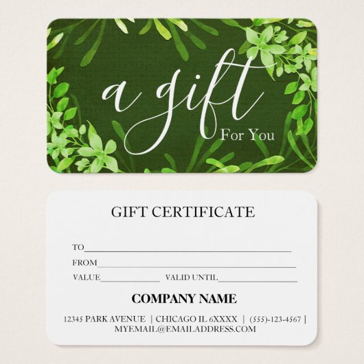Certificat-cadeau d'entreprise simple et moderne (Devant & derrière)