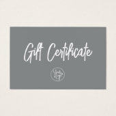 Certificat cadeau d'entreprise sophistiqué gris pi (Devant)