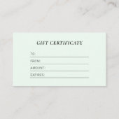 Certificat cadeau du logo commercial de la monnaie (Dos)