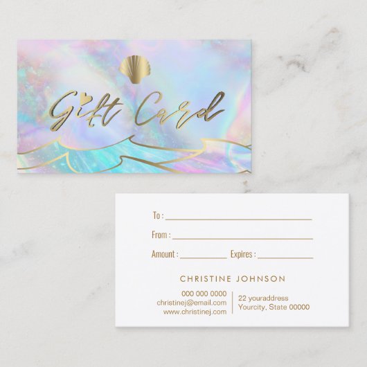 certificat cadeau du logo seashell des ondes océan (Devant / Derrière)