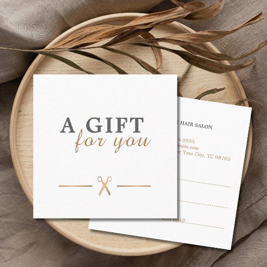 Certificat Cadeau Élégant Ciseaux Faux Or Propres
