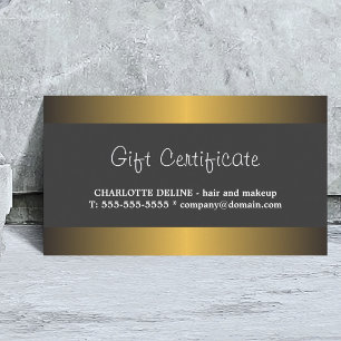 Certificat Cadeau Élégant Métal Doré Beauté Blanch