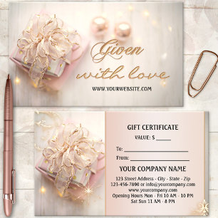 Certificat Cadeau Élégant Rose Or Fêtes