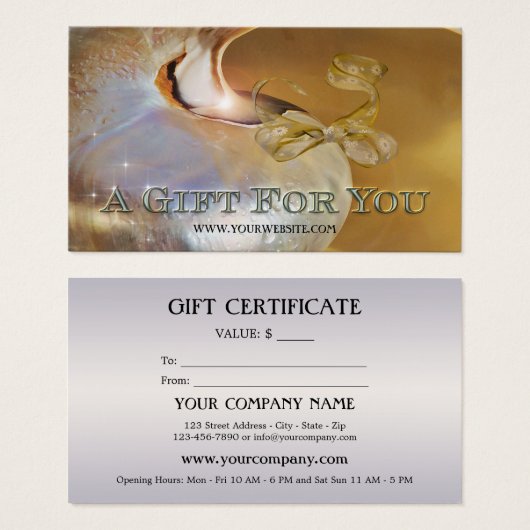 Certificat cadeau élégant Shell Festive (Devant & derrière)
