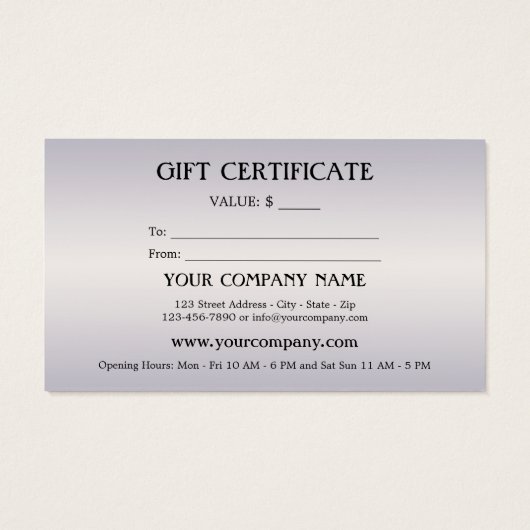 Certificat cadeau élégant Shell Festive (Dos)