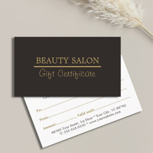 Certificat Cadeau Elégante Ligne Or Beauté Grise