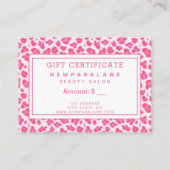 Certificat cadeau Empreinte de léopard rose Kiss B (Dos)