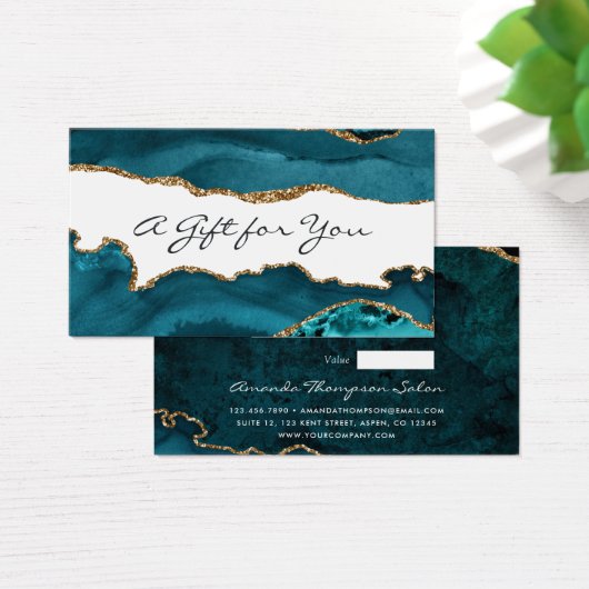 Certificat-cadeau en agate sarcelle - turquoise et (Bureau)