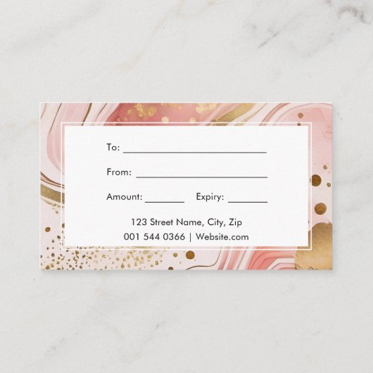 Certificat cadeau en marbre rose et or (Dos)