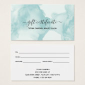 Certificat cadeau en marbre vert et Parties scinti (Devant & derrière)