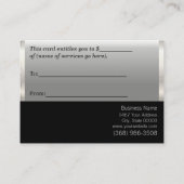 Certificat cadeau en métal argent Faux (Dos)