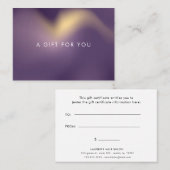 certificat cadeau en métal blanc foncé (Devant / Derrière)