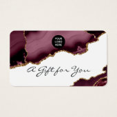 Certificat-cadeau en pierre d'agate bordeaux et or (Devant)