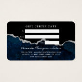 Certificat Cadeau en Pierre d'Agate Navy et Argent (Dos)