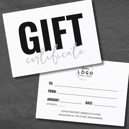 Certificat Cadeau Entreprise Blanc