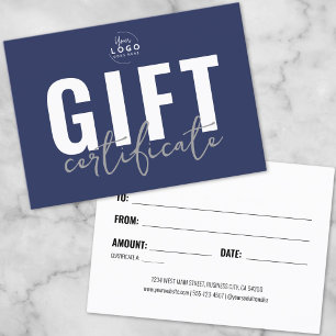 Certificat Cadeau Entreprise Bleu Minimaliste