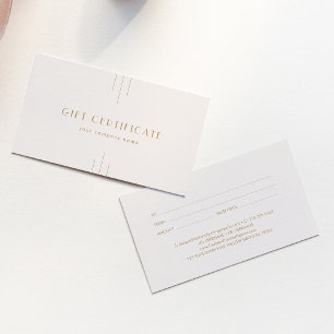Certificat cadeau entreprise Everly Cream et Or