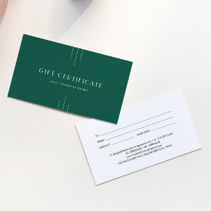 Certificat cadeau entreprise EVERLY vert émeraude