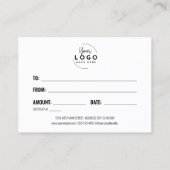 Certificat Cadeau Entreprise Logo Moderne Simple (Dos)
