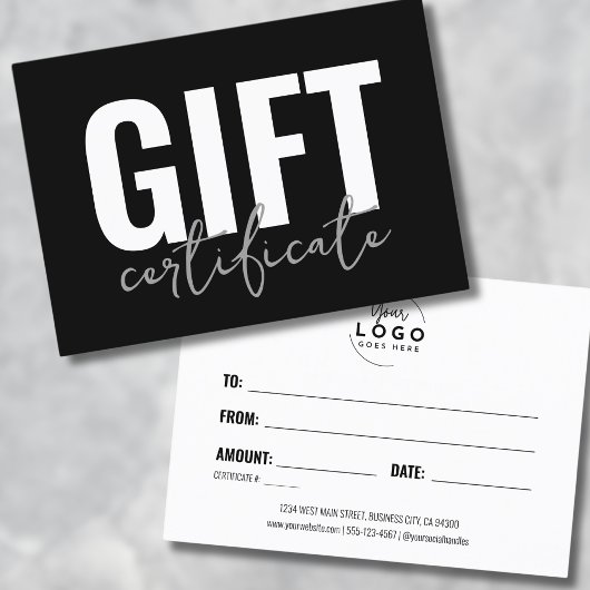 Certificat Cadeau Entreprise Moderne avec Logo