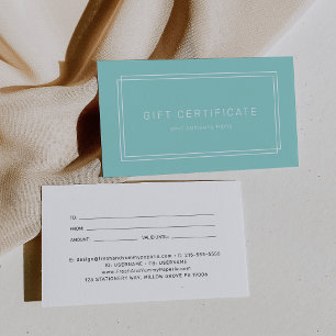 Certificat Cadeau Entreprise Vert Menthe Avery Mod