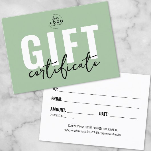Certificat Cadeau Entreprise Verte