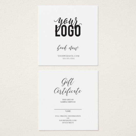 Certificat cadeau et carte de visite (Devant & derrière)