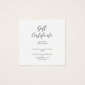 Certificat cadeau et carte de visite (Dos)