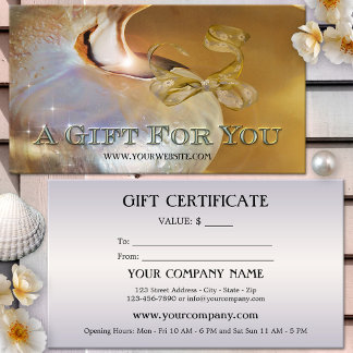 Certificat Cadeau Festif Coquillage Élégant