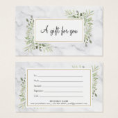 Certificat cadeau Feuille marbre de printemps élég (Devant & derrière)