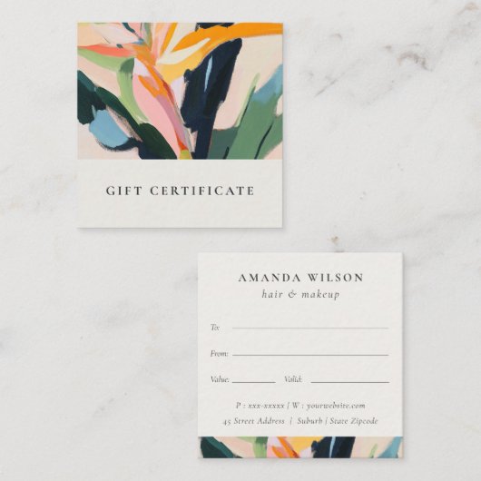 Certificat Cadeau Fleur De Paradis Peint Floral (Devant / Derrière)