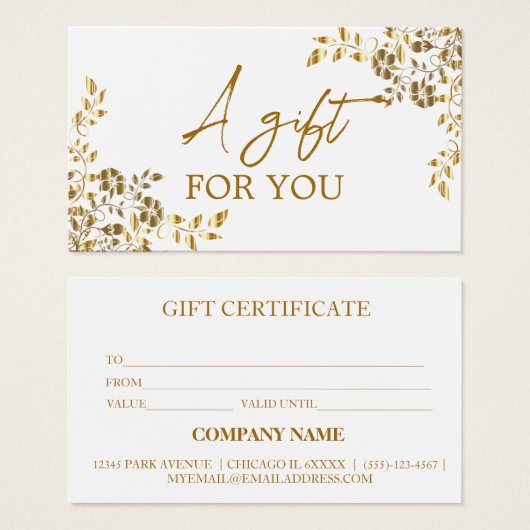 Certificat cadeau Fleur sauvage simple et moderne (Devant & derrière)