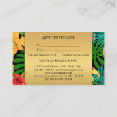Certificat Cadeau Fleurs Tropicales Colorées Or (Dos)